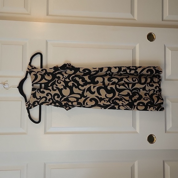 Enfocus Petite Women's Tan and Black Sleeveless Ikat Print Dress Size 6P - Picture 9 of 10